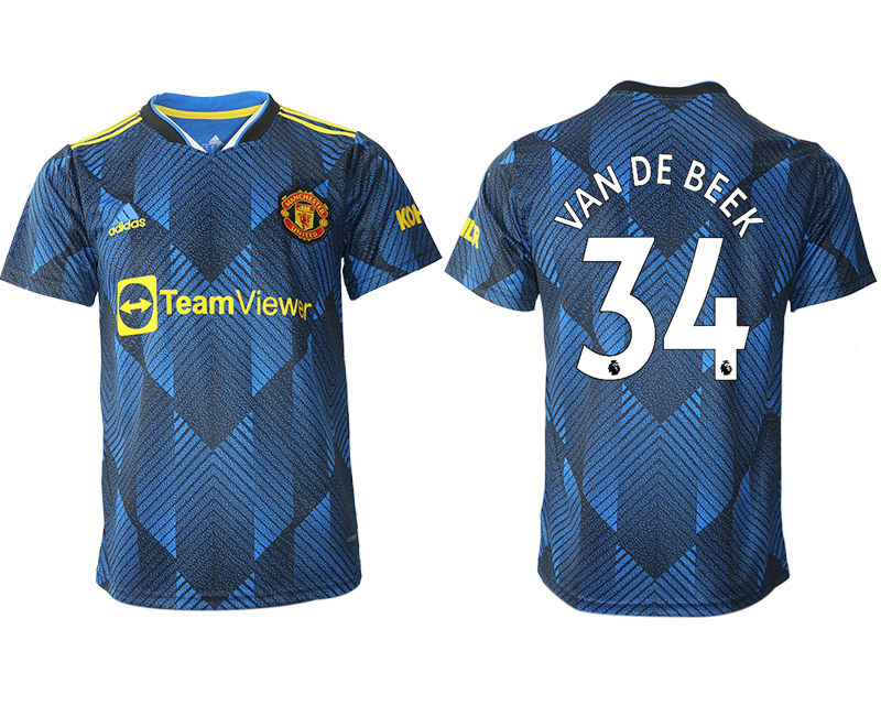 Cheap Men 2021-2022 Club Manchester United Second away aaa version blue 34 Soccer Jersey